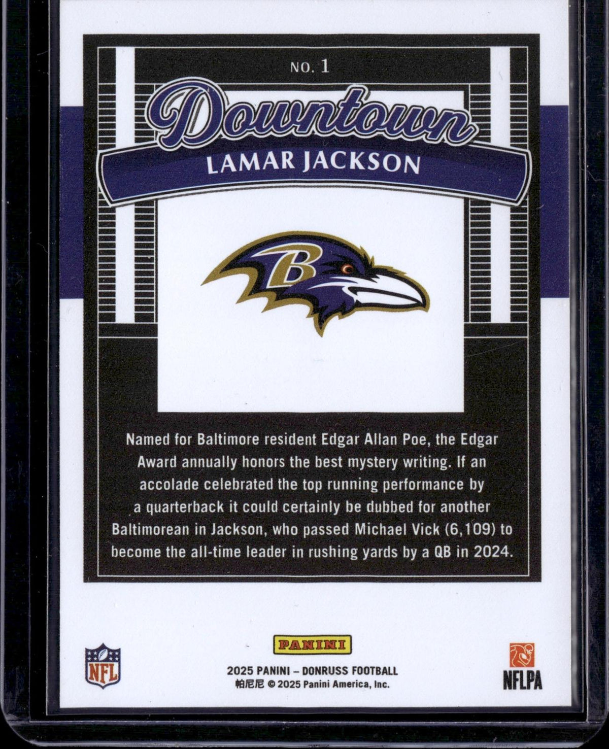 2025 Donruss #1 Lamar Jackson Downtown!