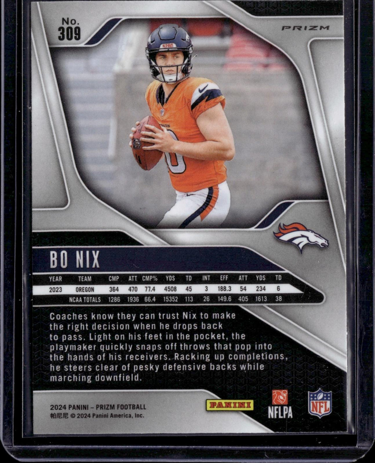 2024 Panini Prizm #309 Bo Nix Black and White Checker