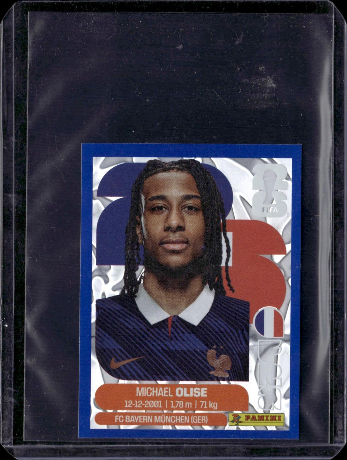 2026 Panini FIFA World Cup Stickers #FRA14 Michael Olise Blue Crumple SP