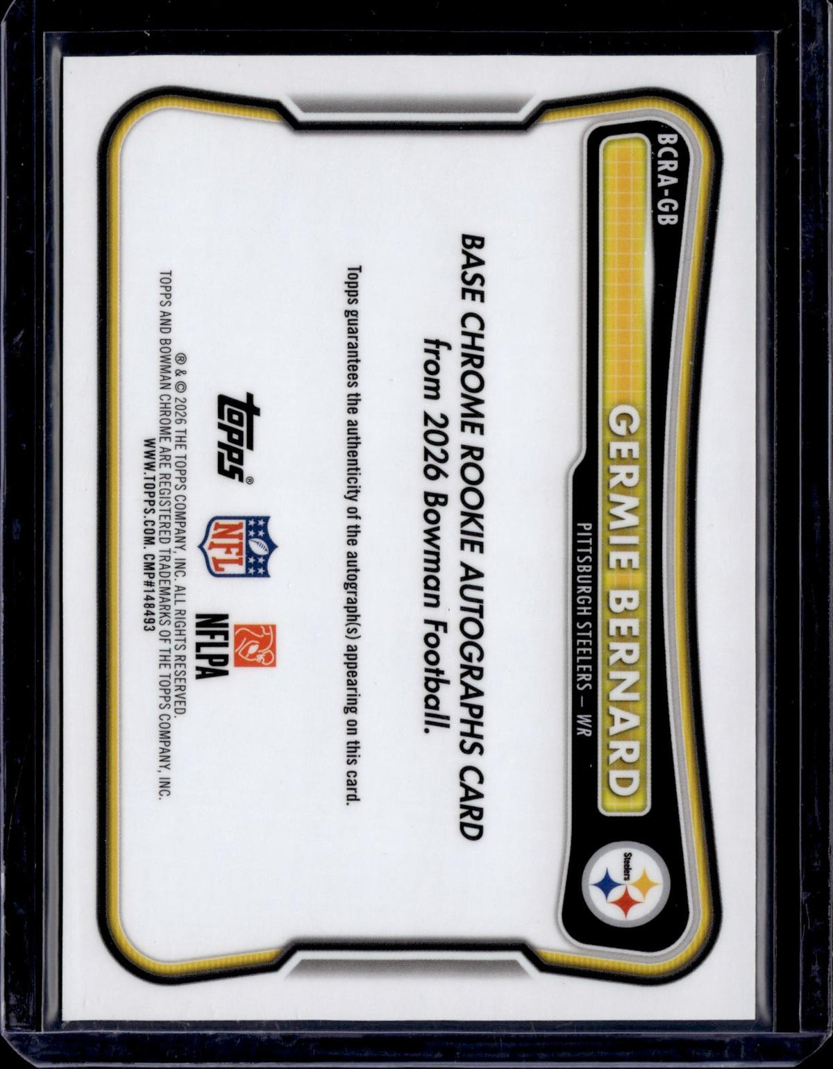 2026 Bowman #BCRA-GB Germie Bernard Chrome Rookie Autographs Mojo Refractor