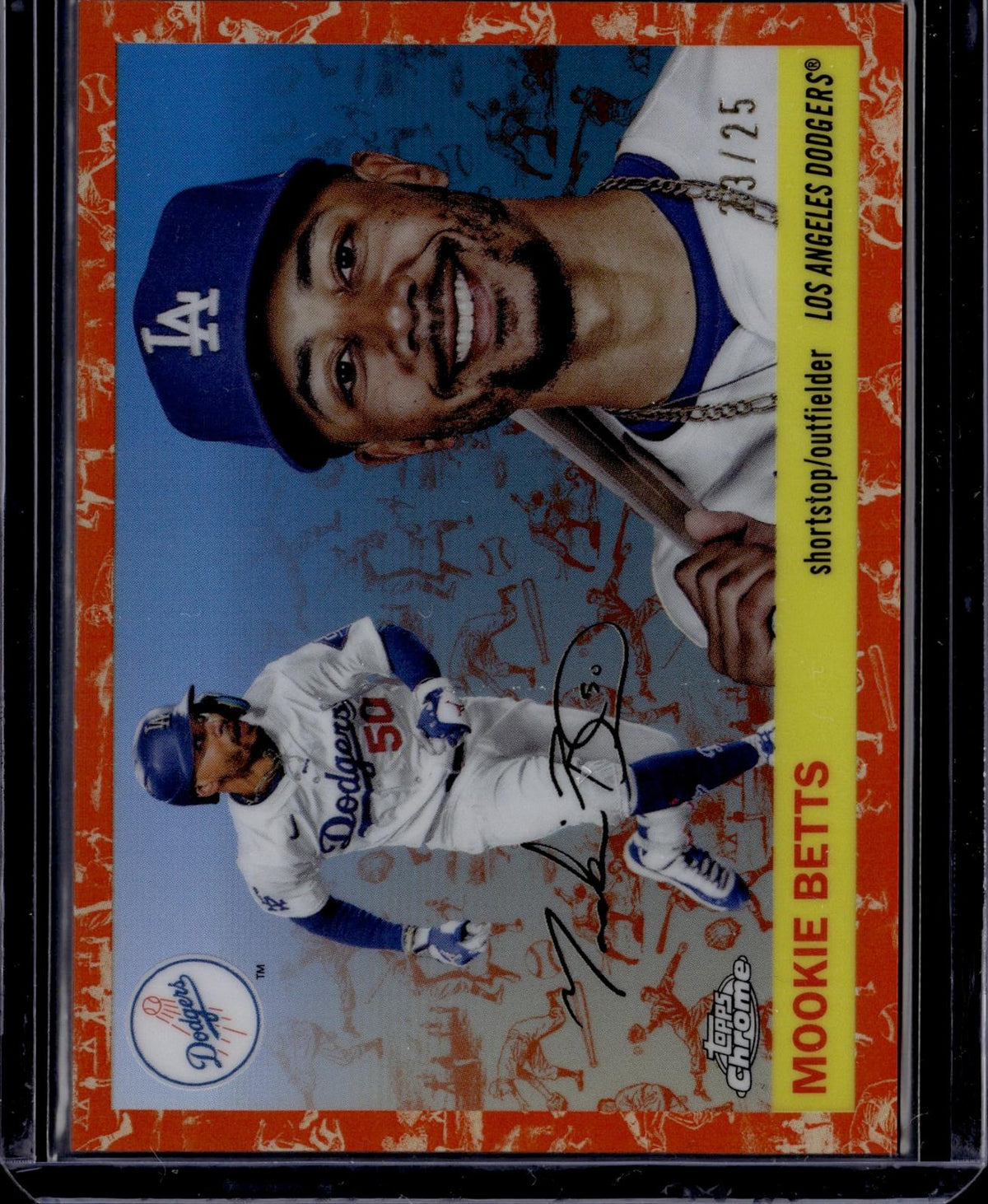 2025 Topps Chrome Platinum Mookie Betts Platinum Toile White Orange /25