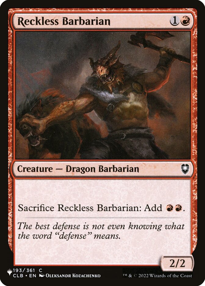 Reckless Barbarian (CLB-193) - The List (PLST)