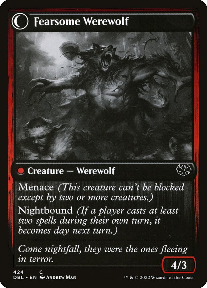 Fearful Villager // Fearsome Werewolf (424) - Innistrad: Double Feature (DBL)