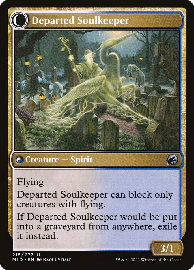 Devoted Grafkeeper // Departed Soulkeeper (218) - Innistrad: Midnight Hunt (MID)