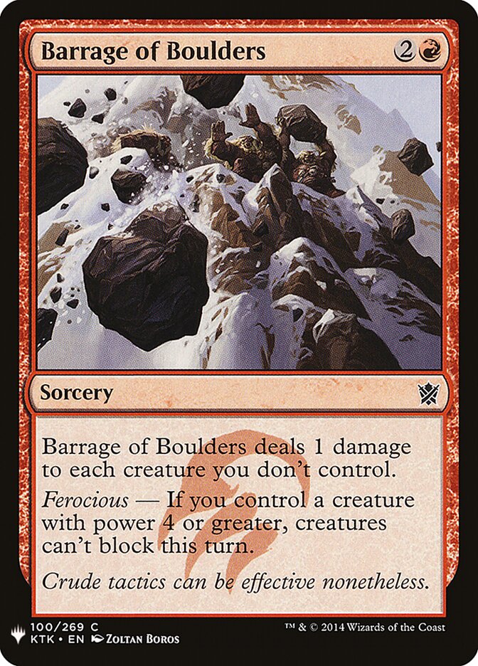 Barrage of Boulders (KTK-100) - The List (PLST)
