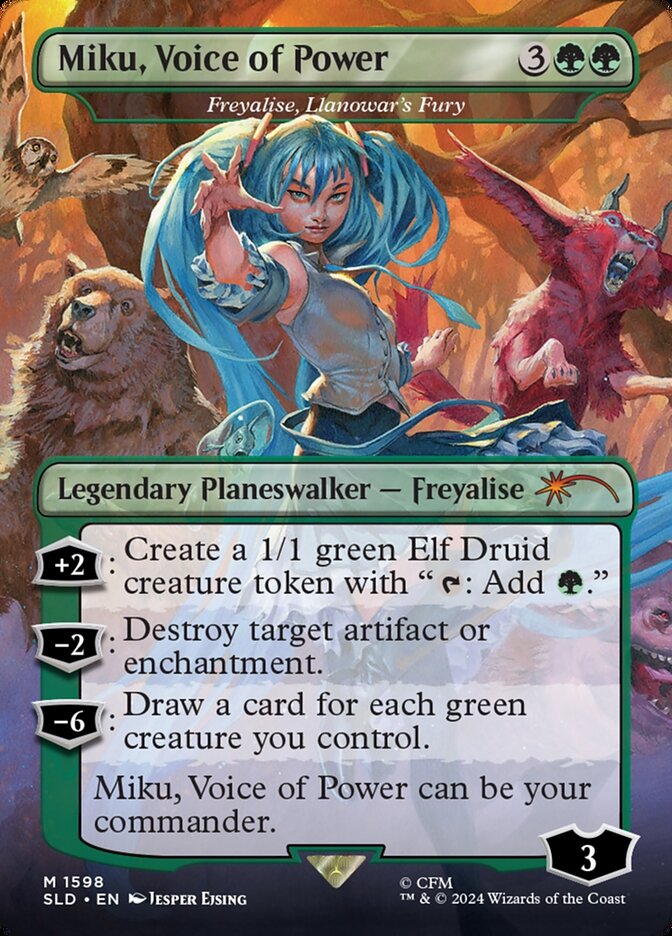 Miku, Voice of Power - Freyalise, Llanowar's Fury (1598) - Secret Lair Drop (SLD)