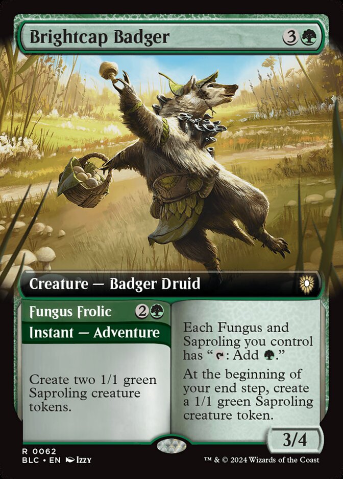 Brightcap Badger // Fungus Frolic (62) - Bloomburrow Commander (BLC)