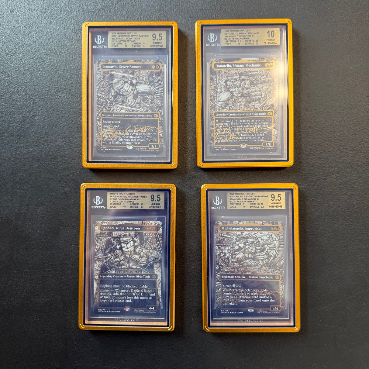 Sequential Gold Teenage Mutant Ninja Turtles x Magic Turtles Cards - All Above 9.5 BGS Grades