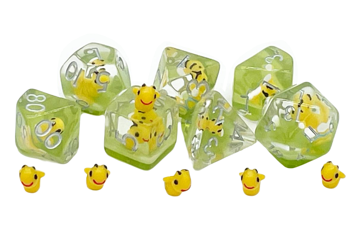 Old School 7 Piece DnD RPG Dice Set: Animal Kingdom - Baby Bumblebee