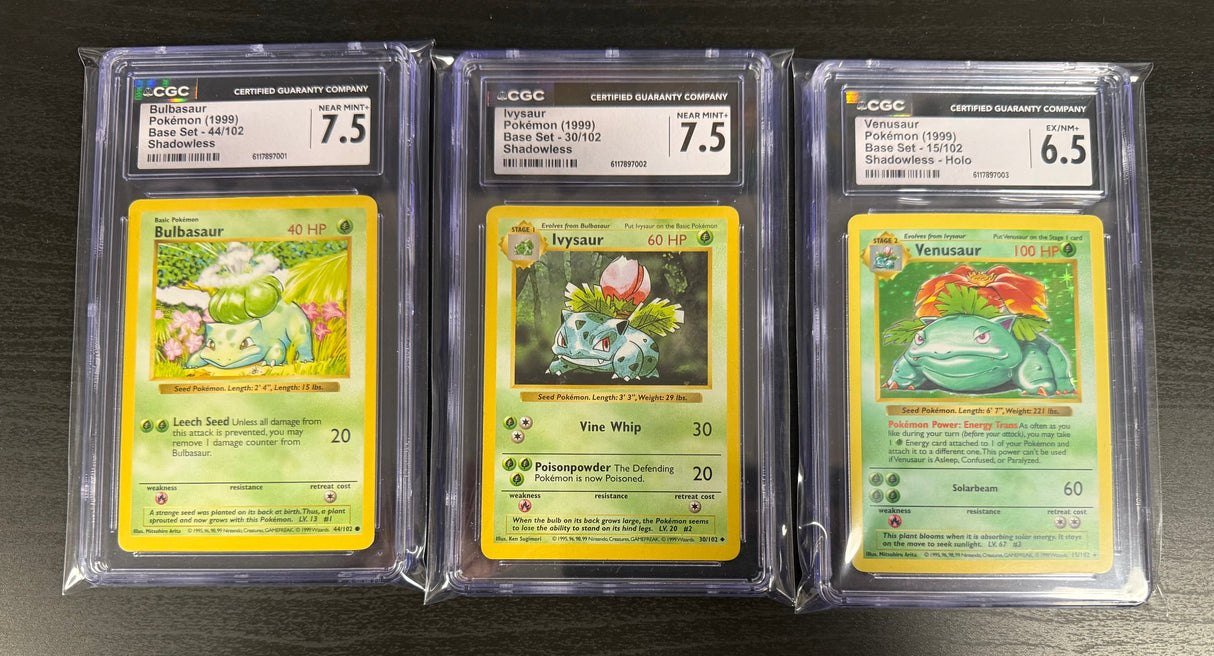 Bulbasaur/Ivysaur/Venusaur Shadowless CGC Graded Set