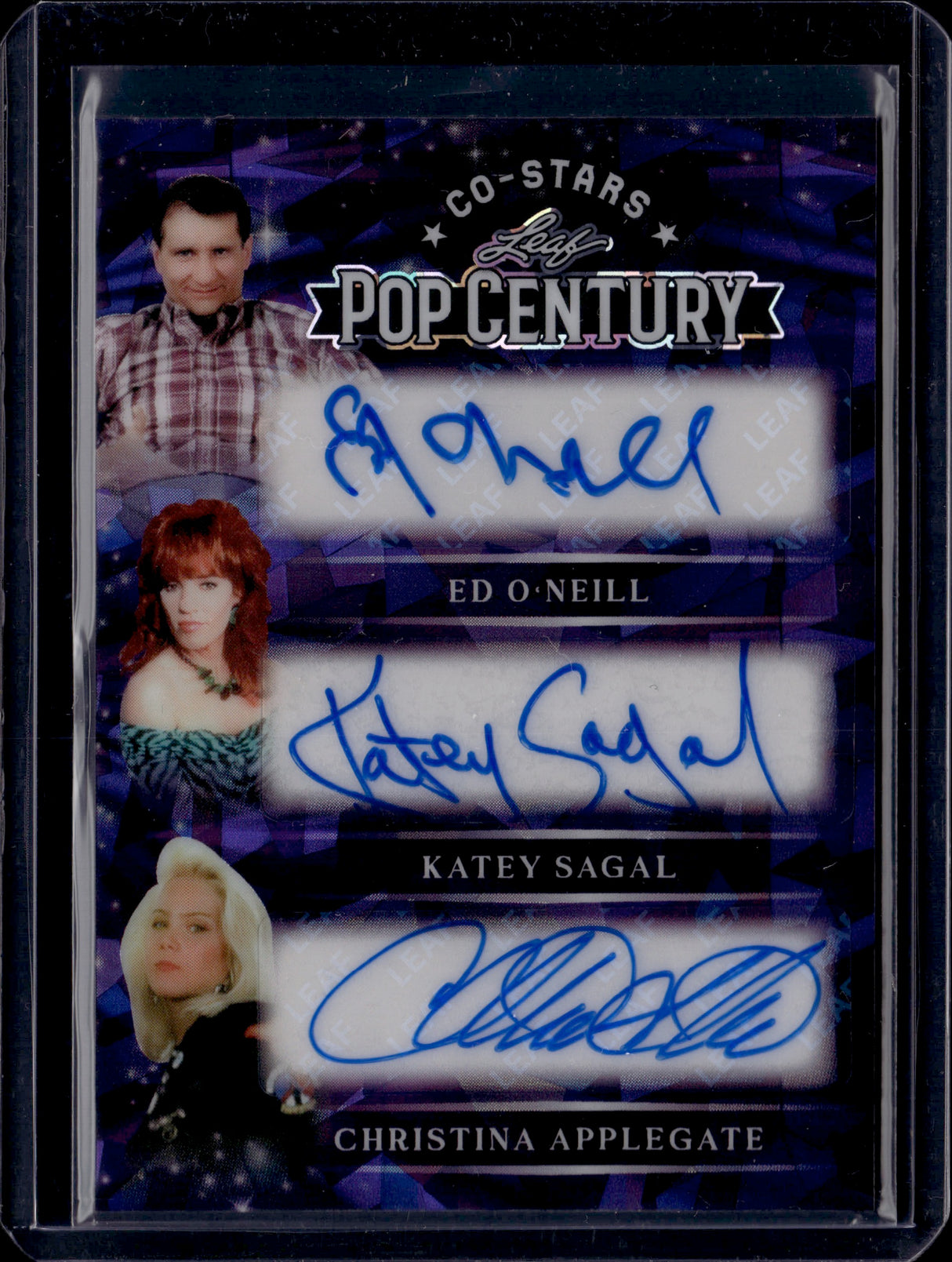 2026 Leaf Metal Pop Century Ed O'Neill, Sagal, Applegate Co-Stars Auto Crystal Purple /4
