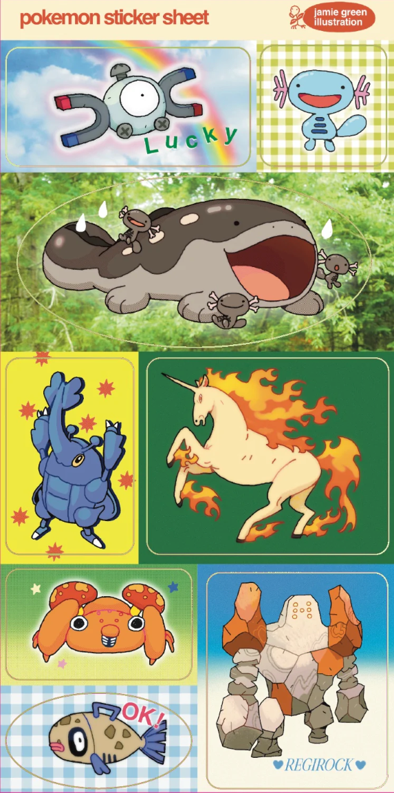 Pokemon Sticker Sheet by Jamie Green