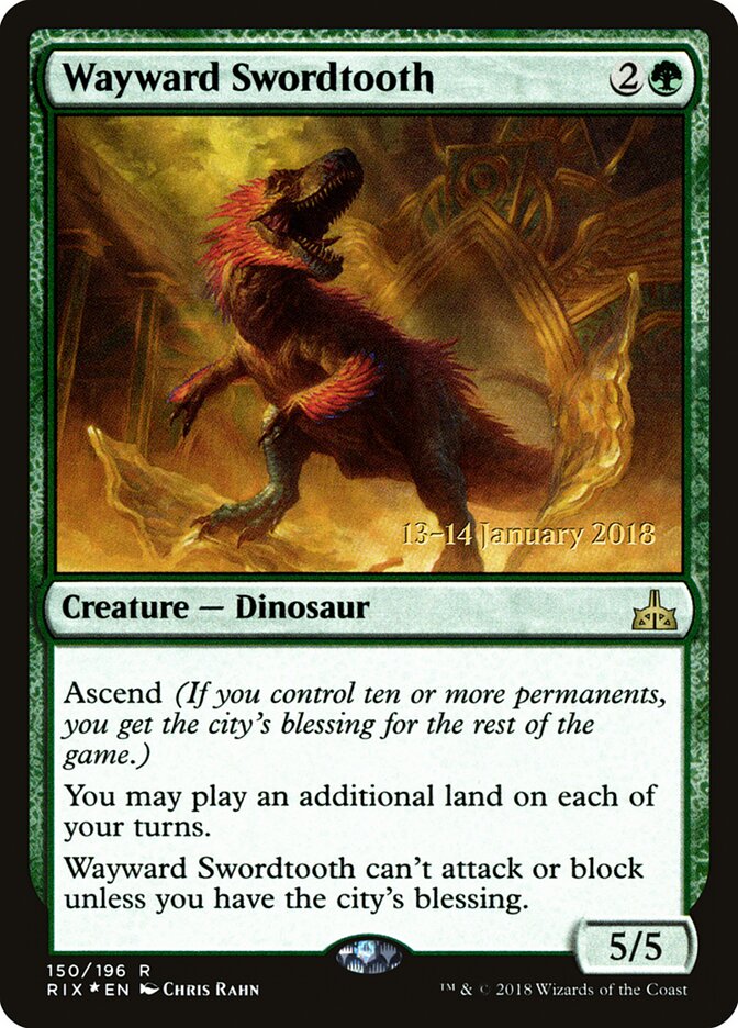 Wayward Swordtooth (150s) - Rivals of Ixalan Promos (PRIX)