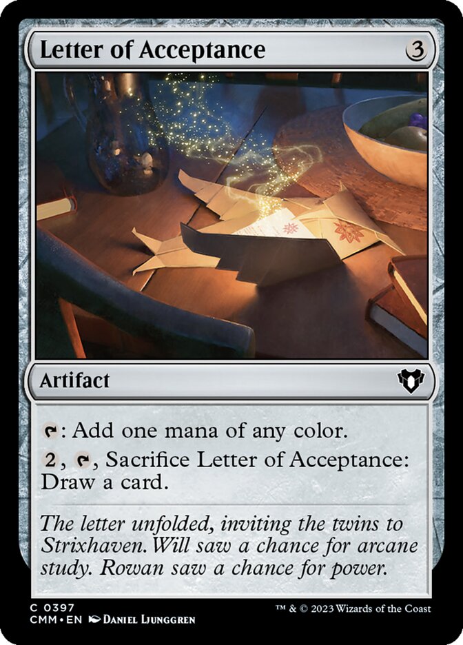 Letter of Acceptance (397) - Commander Masters (CMM)