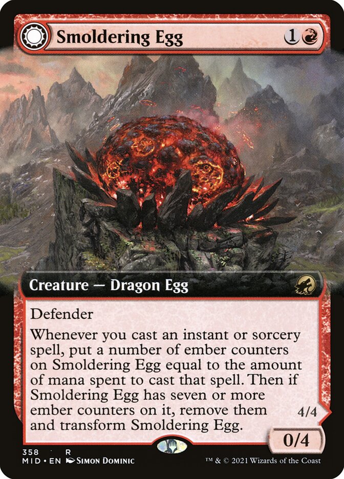 Smoldering Egg // Ashmouth Dragon (358) - Innistrad: Midnight Hunt (MID)