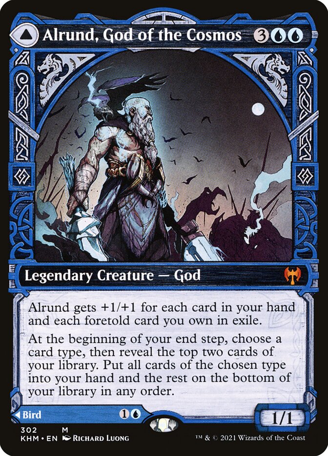 Alrund, God of the Cosmos // Hakka, Whispering Raven (302) - Kaldheim (KHM)