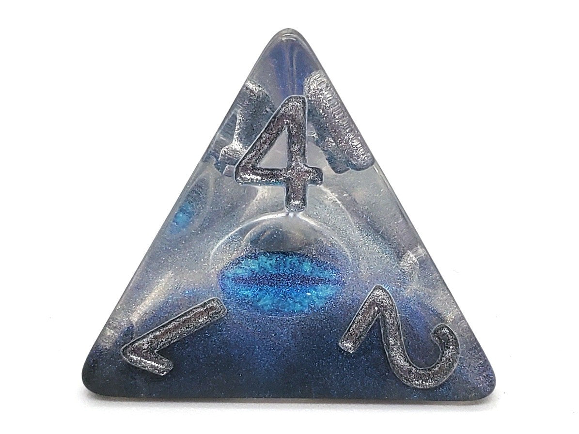 Old School 7 Piece DnD RPG Dice Set: Infused - Dragon Eye Blue