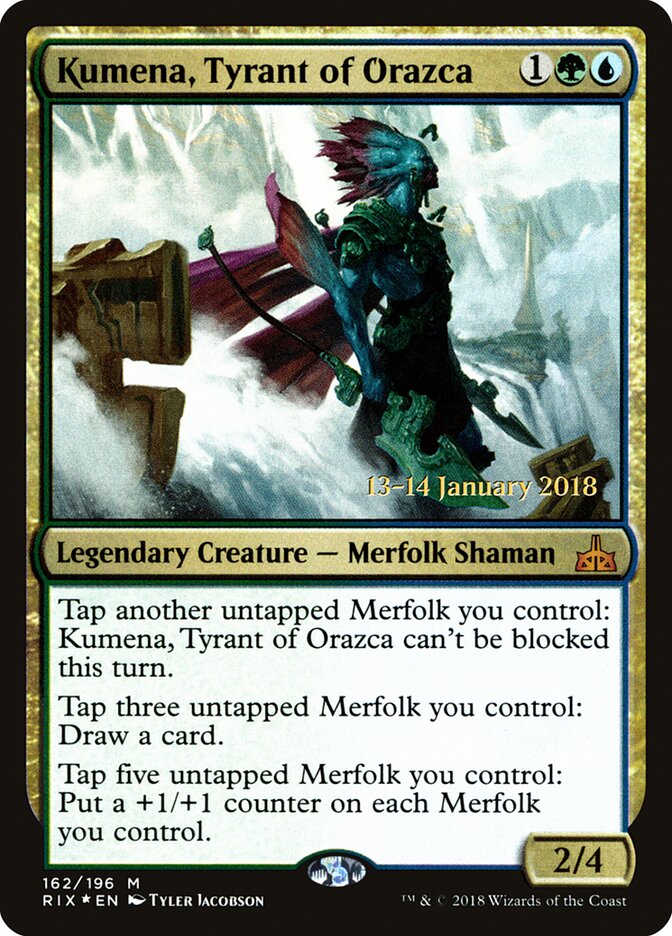 Kumena, Tyrant of Orazca (162s) - Rivals of Ixalan Promos (PRIX)