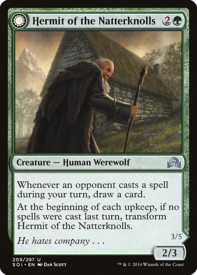 Hermit of the Natterknolls // Lone Wolf of the Natterknolls (209) - Shadows over Innistrad (SOI)