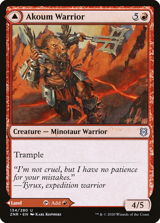 Akoum Warrior // Akoum Teeth (134) - Zendikar Rising (ZNR)