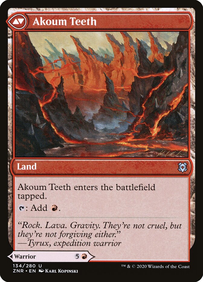 Akoum Warrior // Akoum Teeth (134) - Zendikar Rising (ZNR)
