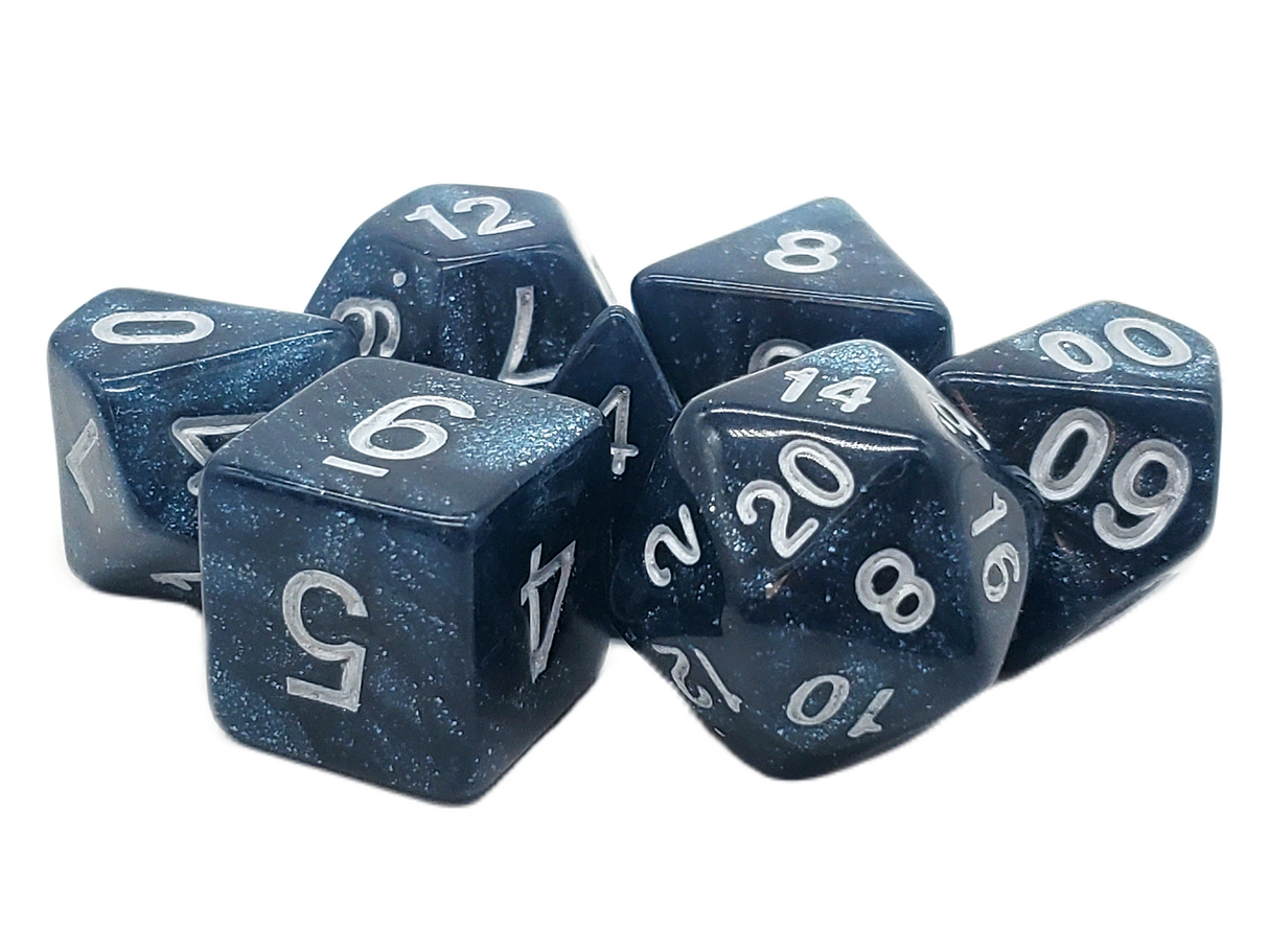 Old School 7 Piece DnD RPG Dice Set: Galaxy - Dead of Night