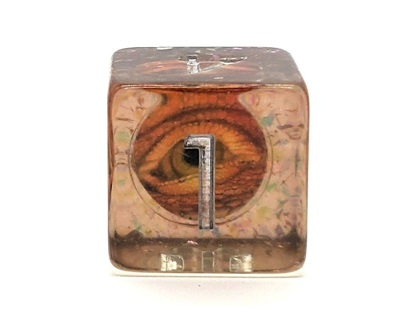 Old School 7 Piece DnD RPG Dice Set: Infused - Dragon Eye Gold