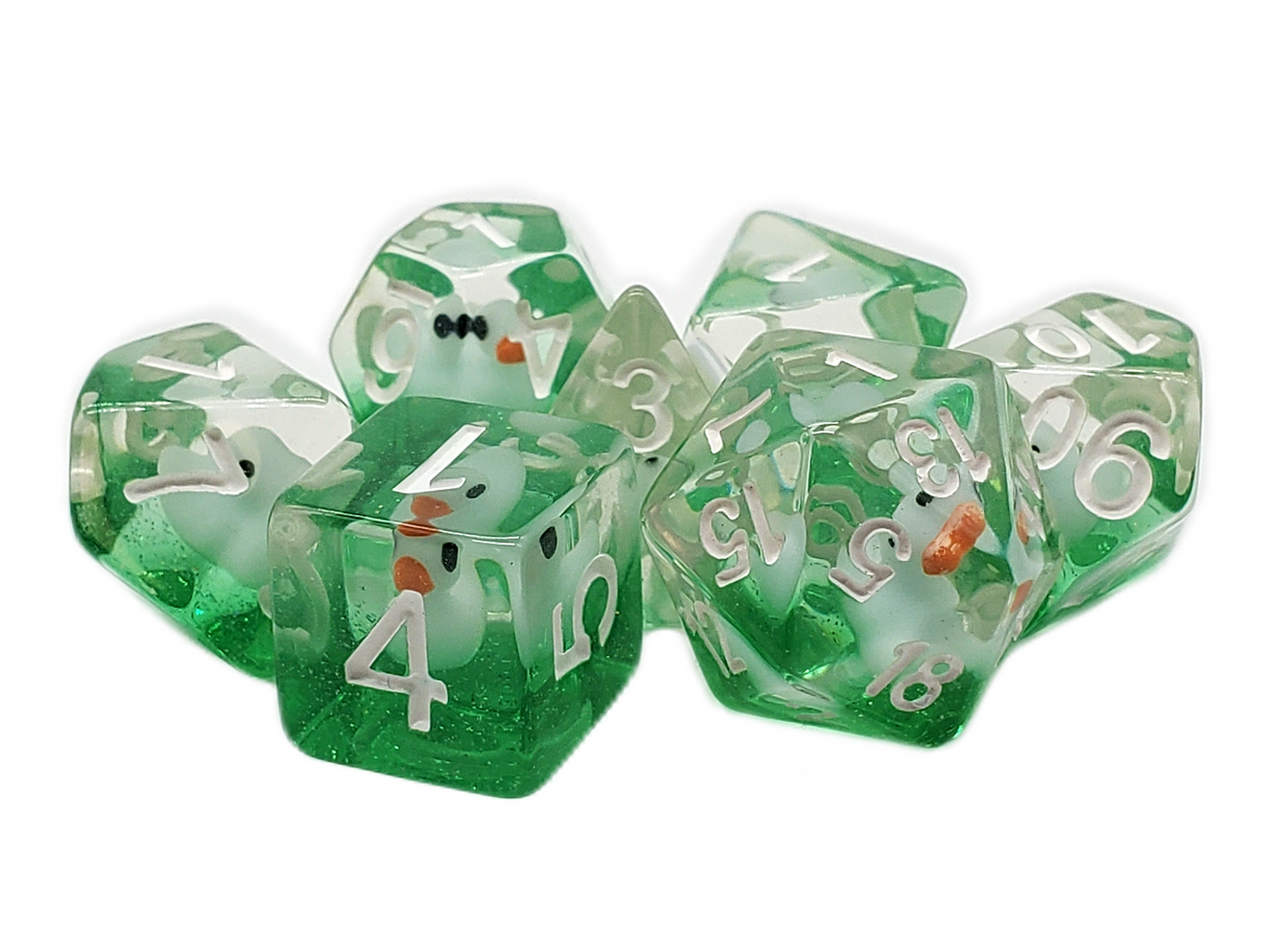 Old School 7 Piece DnD RPG Dice Set: Animal Kingdom - Duckling Pond