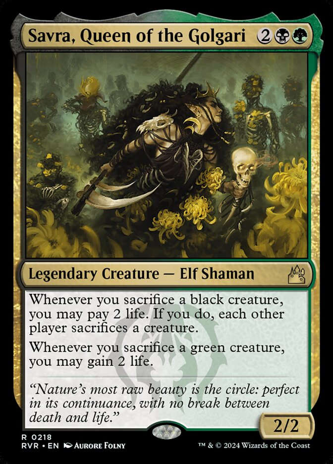 Savra, Queen of the Golgari (218) - Ravnica Remastered (RVR)