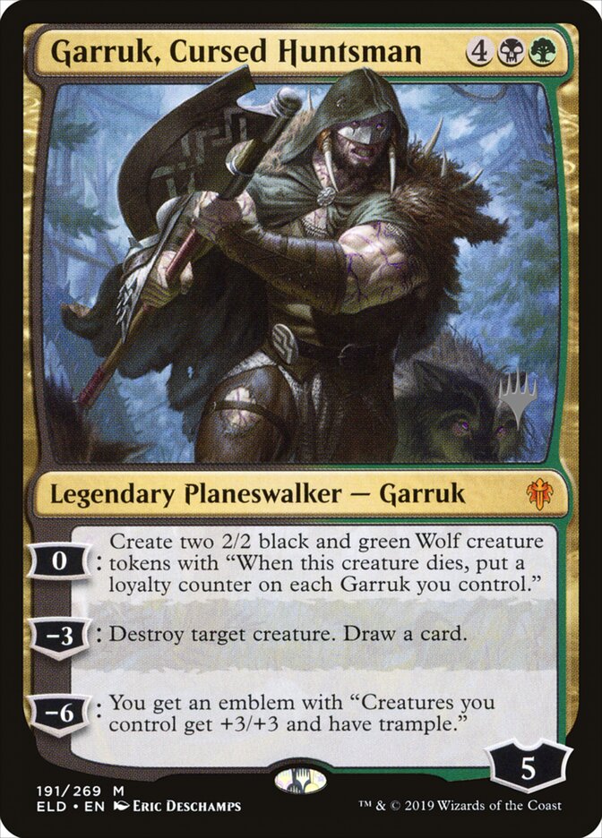 Garruk, Cursed Huntsman (191p) - Throne of Eldraine Promos (PELD)