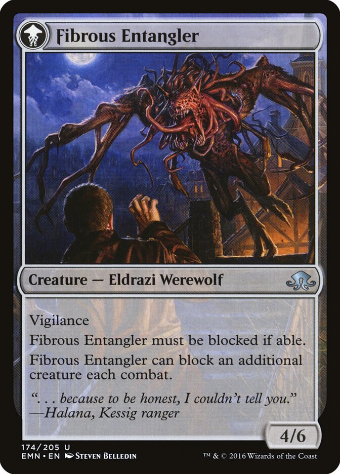 Tangleclaw Werewolf // Fibrous Entangler (174) - Eldritch Moon (EMN)