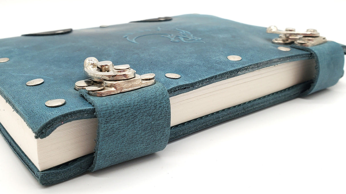 Old School Dice: Adventure Journal 8x6 - Light Blue Leather