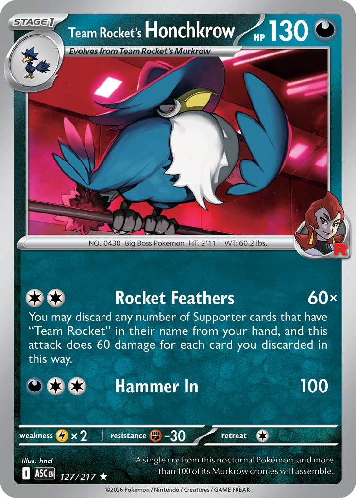 Team Rocket's Honchkrow (127/217) - Ascended Heroes (ASC)