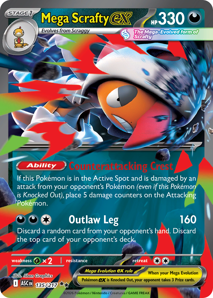 Mega Scrafty ex (135/217) - Ascended Heroes (ASC)
