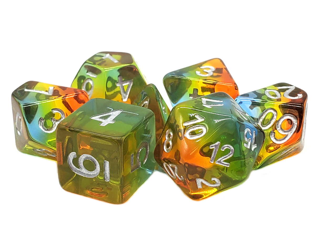 Old School 7 Piece DnD RPG Dice Set: Gradients - Springtime Blossom