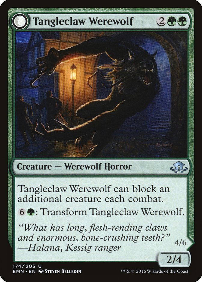 Tangleclaw Werewolf // Fibrous Entangler - Eldritch Moon (EMN)