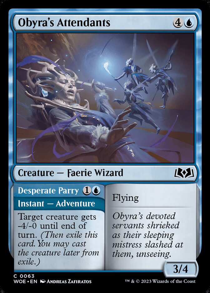 Obyra's Attendants // Desperate Parry (63) - Wilds of Eldraine (WOE)