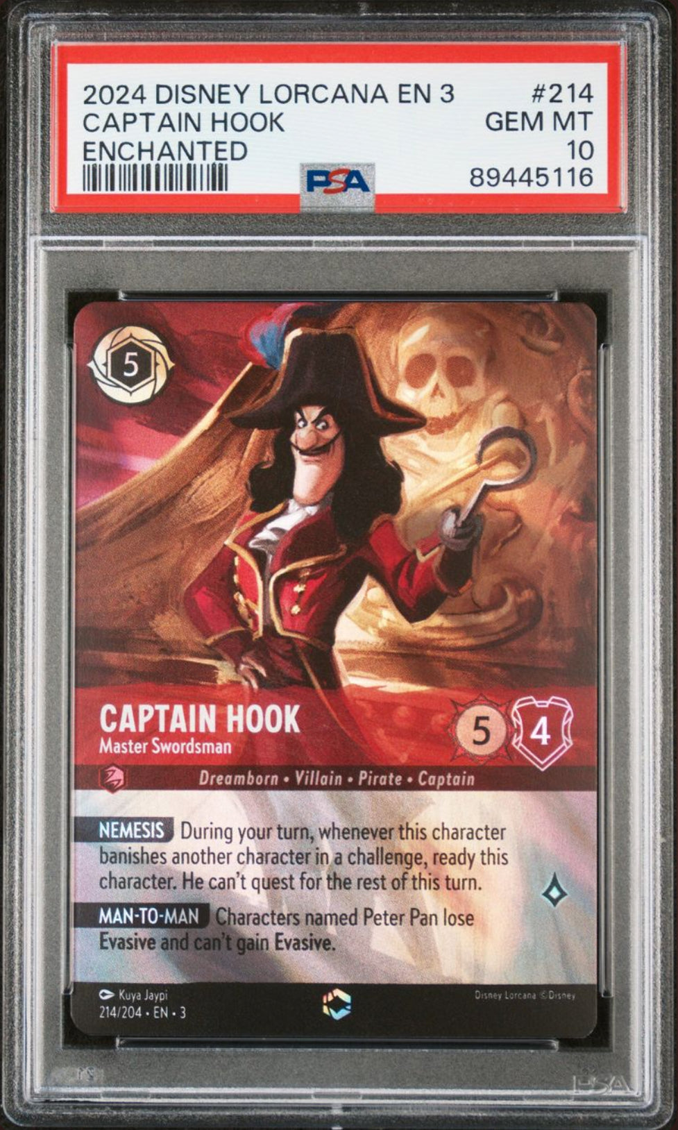 Captain Hook - Master Swordsman - [Foil, Enchanted, Graded PSA 10] Into the Inklands (3)