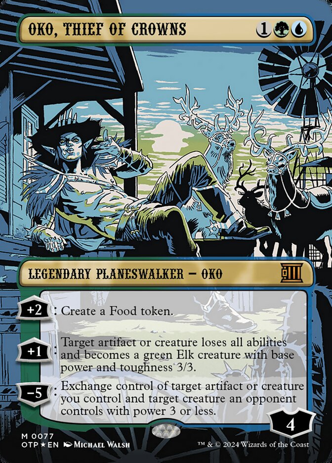 Oko, Thief of Crowns - [Textured Foil, Borderless] Breaking News (OTP)