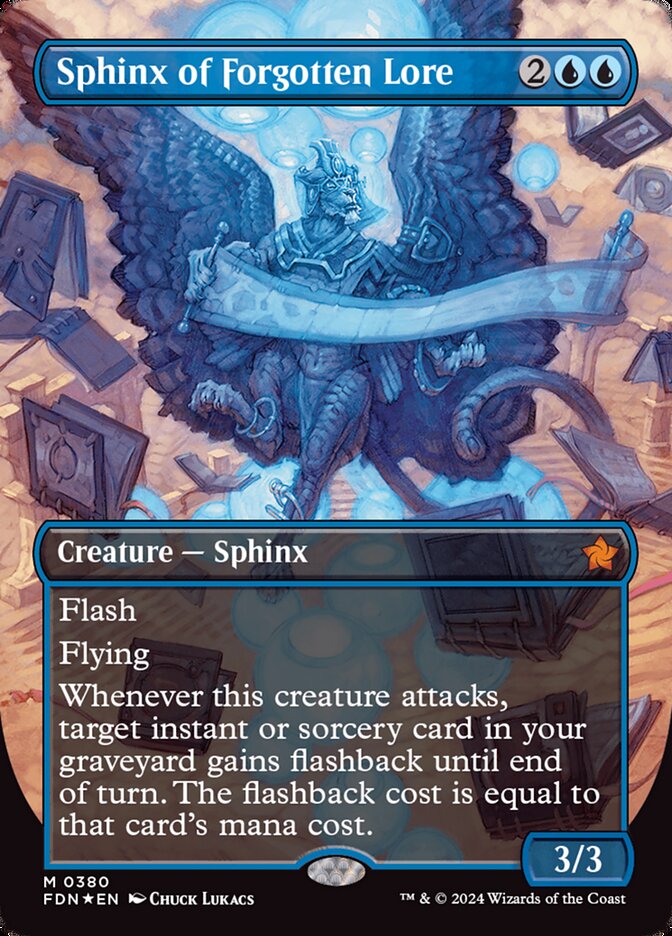 Sphinx of Forgotten Lore - [Mana Foil, Borderless] Foundations (FDN)