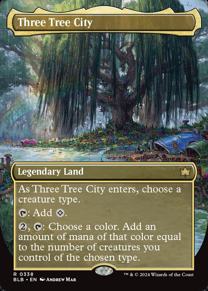 Three Tree City (338) - [Foil, Borderless] Bloomburrow (BLB)