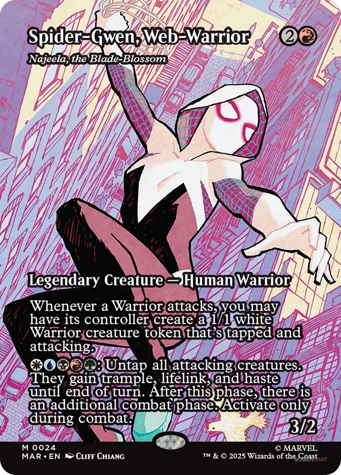 Spider-Gwen, Web-Warrior - Najeela, the Blade-Blossom (24) - [Foil, Borderless] Marvel Universe (MAR)