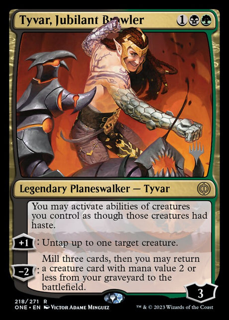 Tyvar, Jubilant Brawler (218p) - Phyrexia: All Will Be One Promos (PONE)