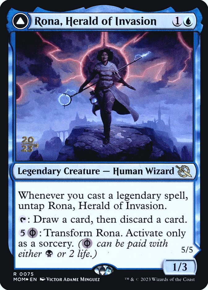 Rona, Herald of Invasion // Rona, Tolarian Obliterator (75s) - March of the Machine Promos (PMOM)