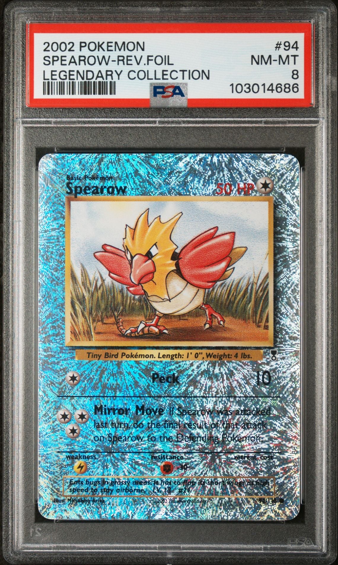 Spearow #94 - [Reverse Holo, Graded PSA 8] Legendary Collection