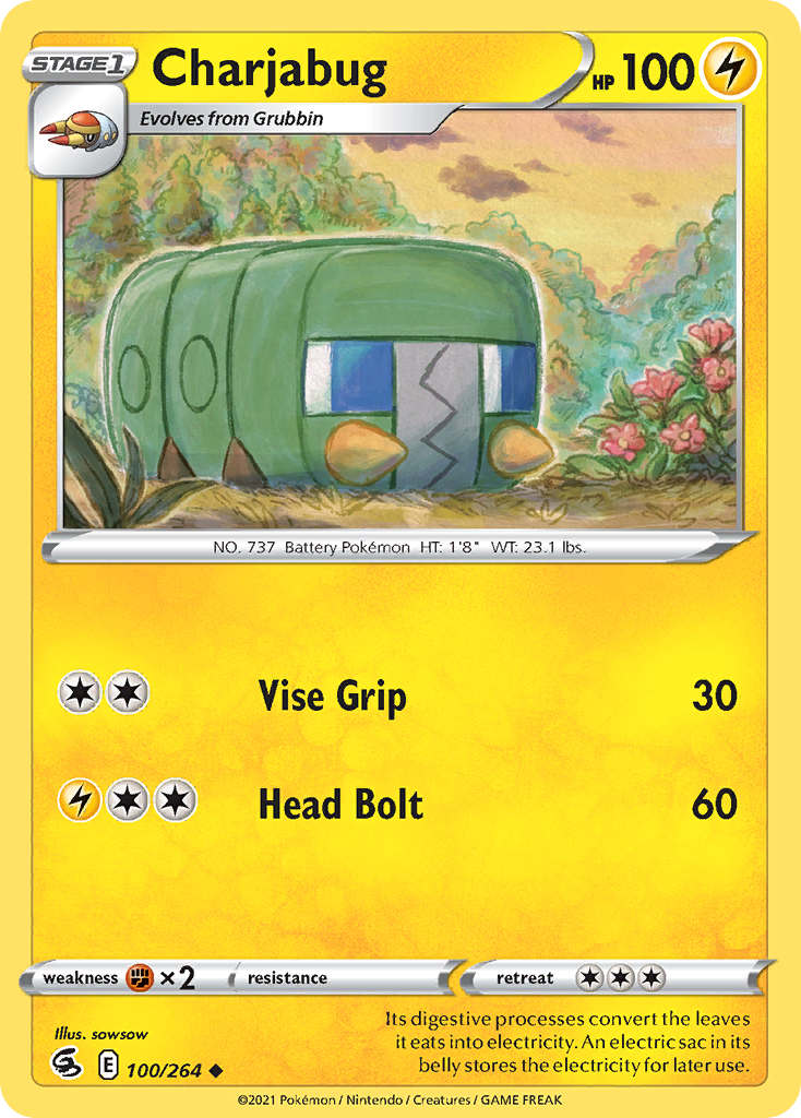 Charjabug (100/264) - [Reverse Holo] Fusion Strike (FST)