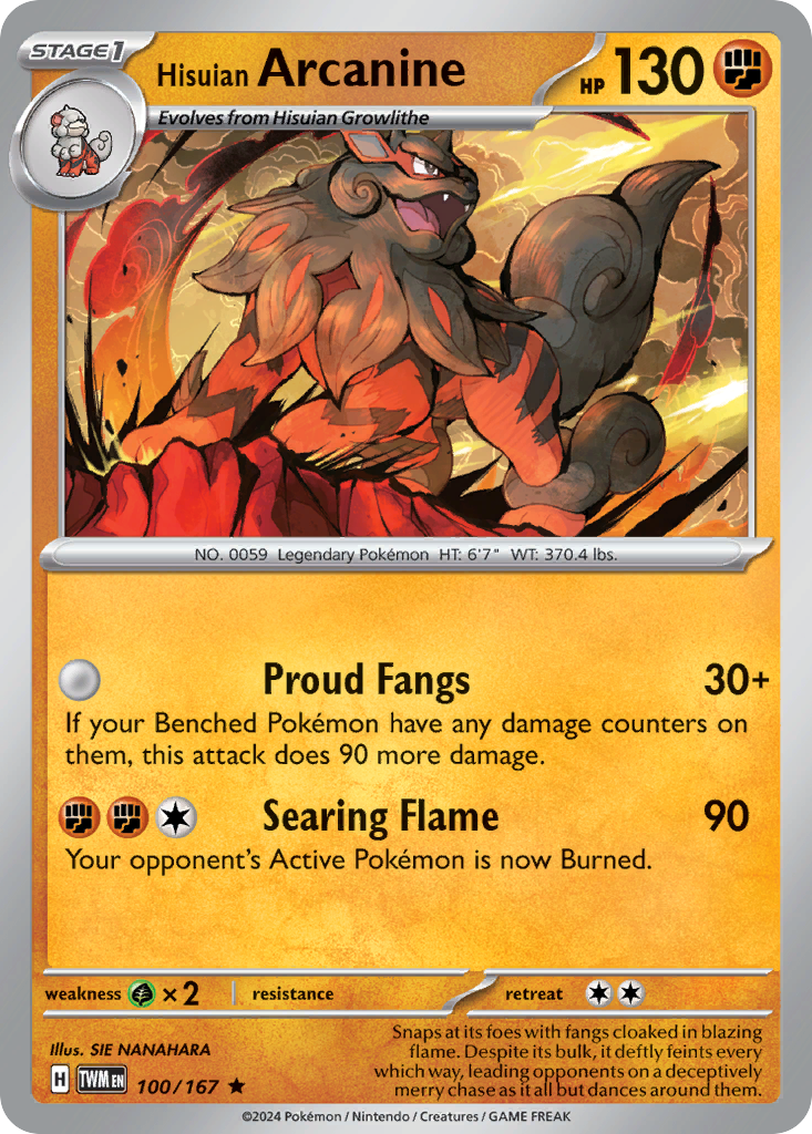 Hisuian Arcanine (100/167) - [Reverse Holo] Twilight Masquerade (TWM)