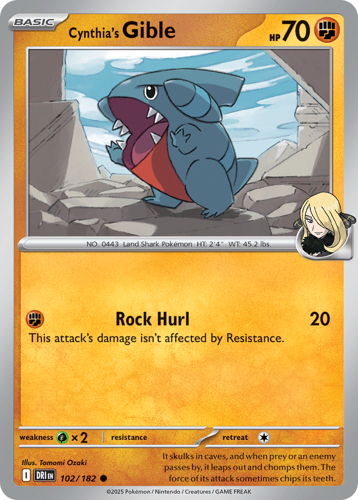 Cynthia's Gible (102/182) - [Reverse Holo] Destined Rivals (DRI)