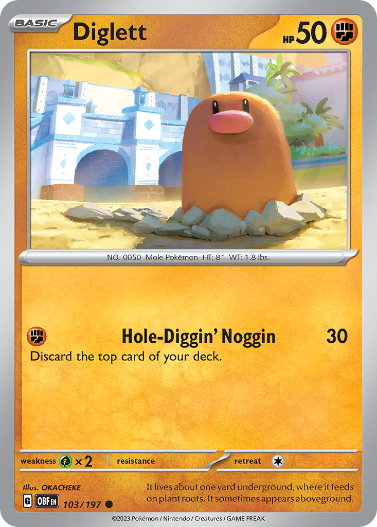 Diglett (103/197) - [Reverse Holo] Obsidian Flames (OBF)