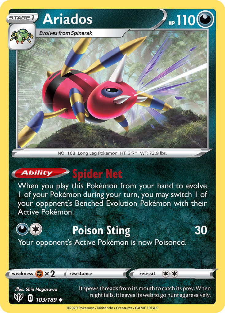 Ariados (103/189) - [Reverse Holo] Darkness Ablaze (DAA)